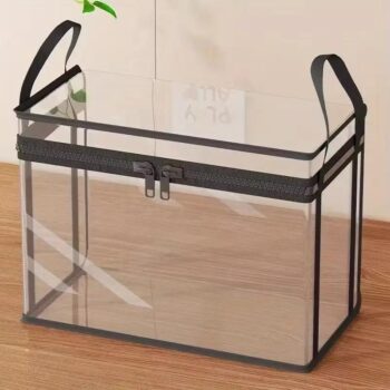 SummervibesLarge Clear Thick Plastic Storage Box with Hinged Lid, Heavy-Duty Durable High Capacity Organizer, Perfect for Home, Camping, Travel, Attic and MovingSet of 4 storage boxes